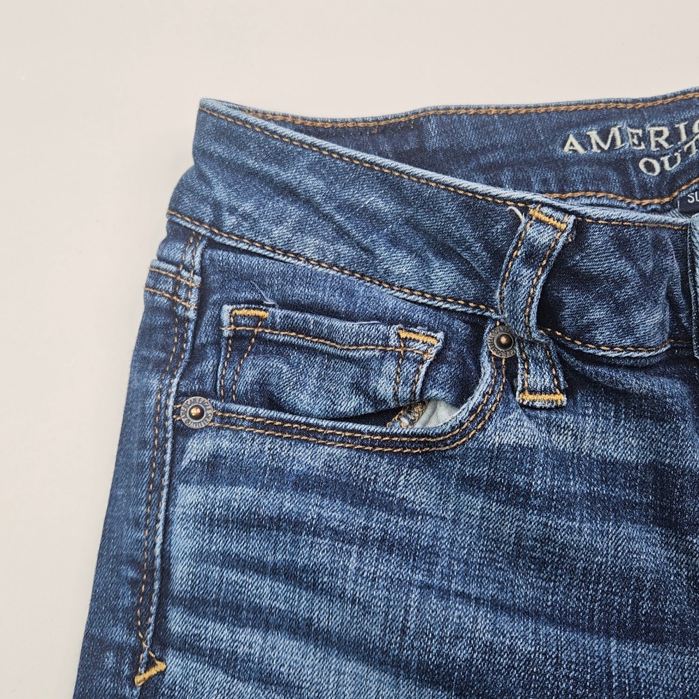American Eagle Kick Bootcut Jeans Women 2 Short Dark Wash Super Stretch - Picture 10 of 16
